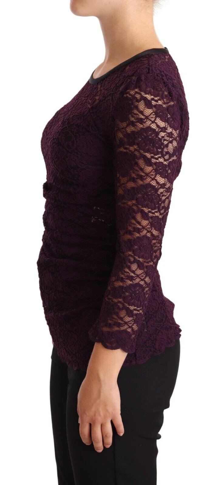 Dolce & Gabbana Purple Lace Long Sleeve Top Blouse by Dolce & Gabbana