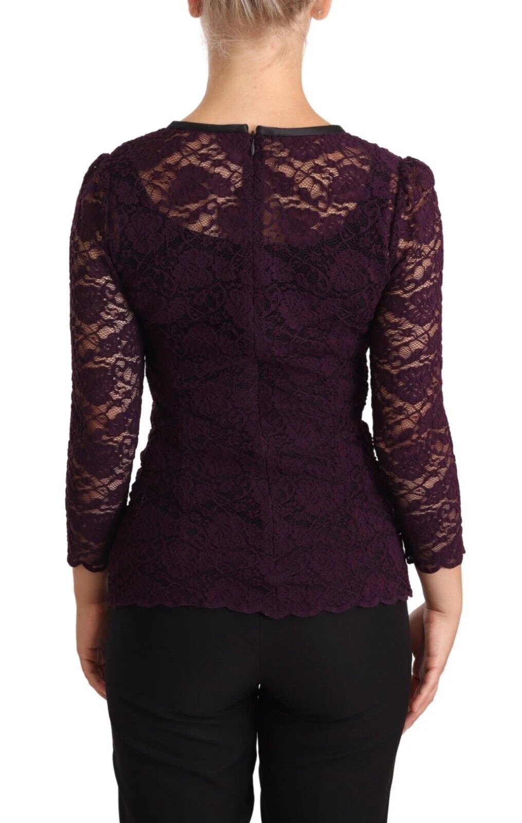 Dolce & Gabbana Purple Lace Long Sleeve Top Blouse by Dolce & Gabbana