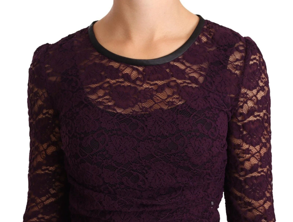 Dolce & Gabbana Purple Lace Long Sleeve Top Blouse by Dolce & Gabbana