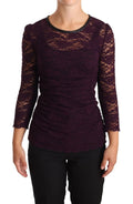 Dolce & Gabbana Purple Lace Long Sleeve Top Blouse by Dolce & Gabbana