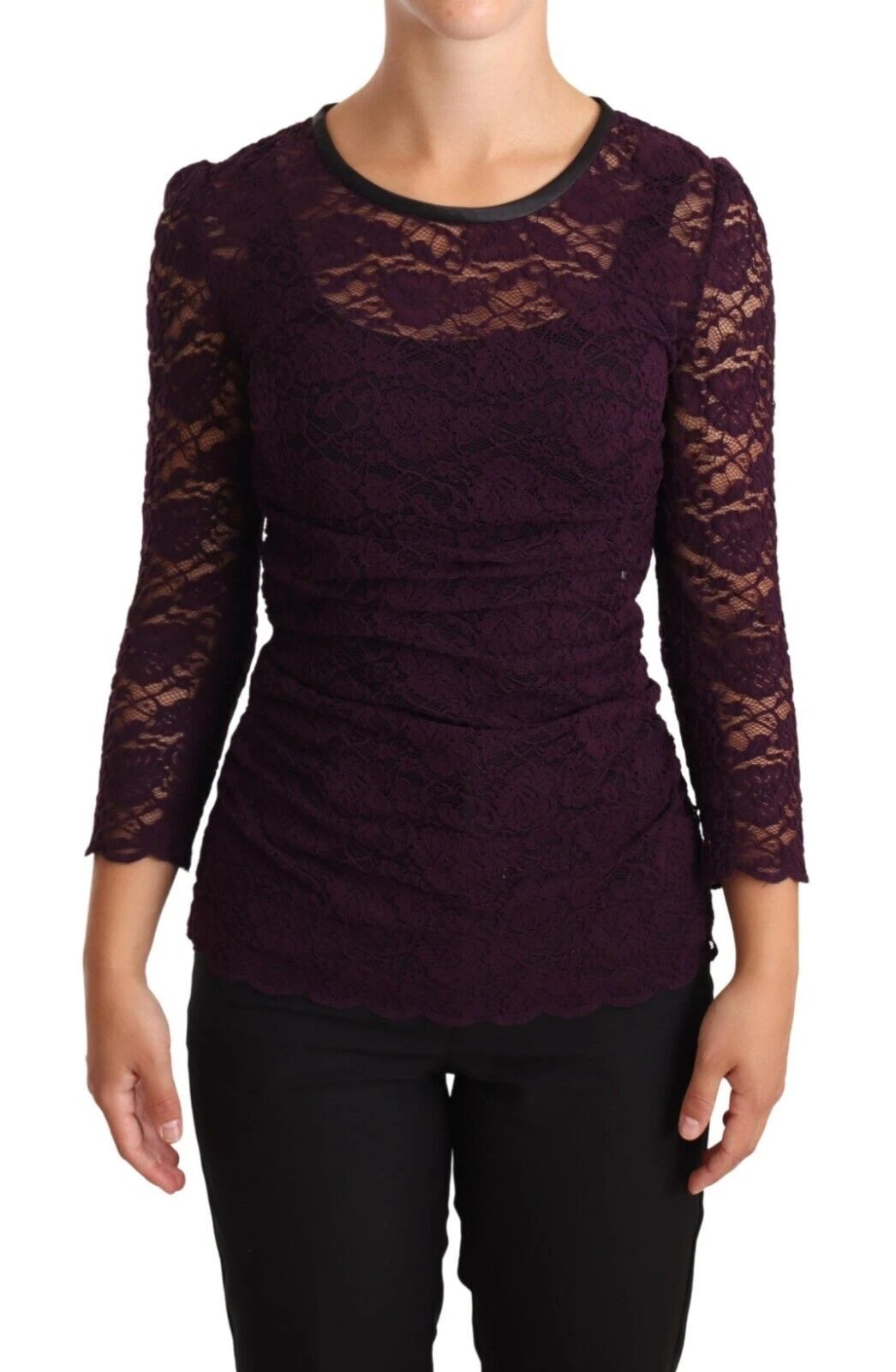 Dolce & Gabbana Purple Lace Long Sleeve Top Blouse by Dolce & Gabbana