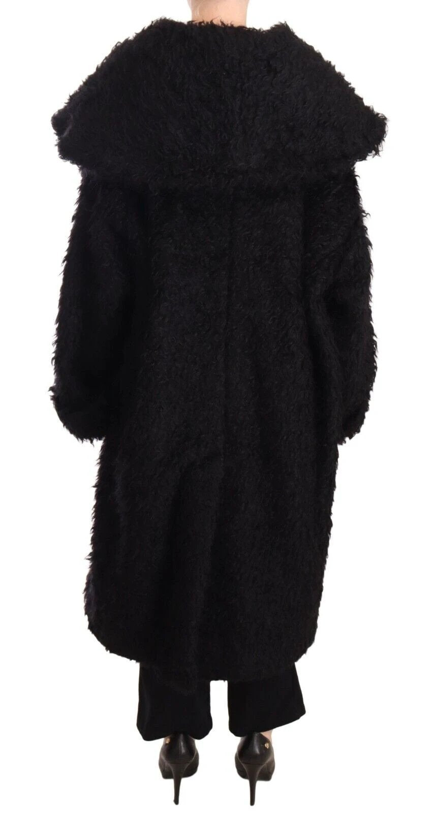 Dolce & Gabbana Black Mohair Fur Cape Trench Coat Jacket by Dolce & Gabbana