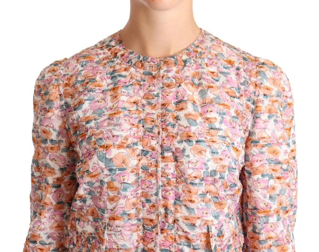 Dolce & Gabbana Multicolor Floral Print Silk Trench Coat Jacket by Dolce & Gabbana