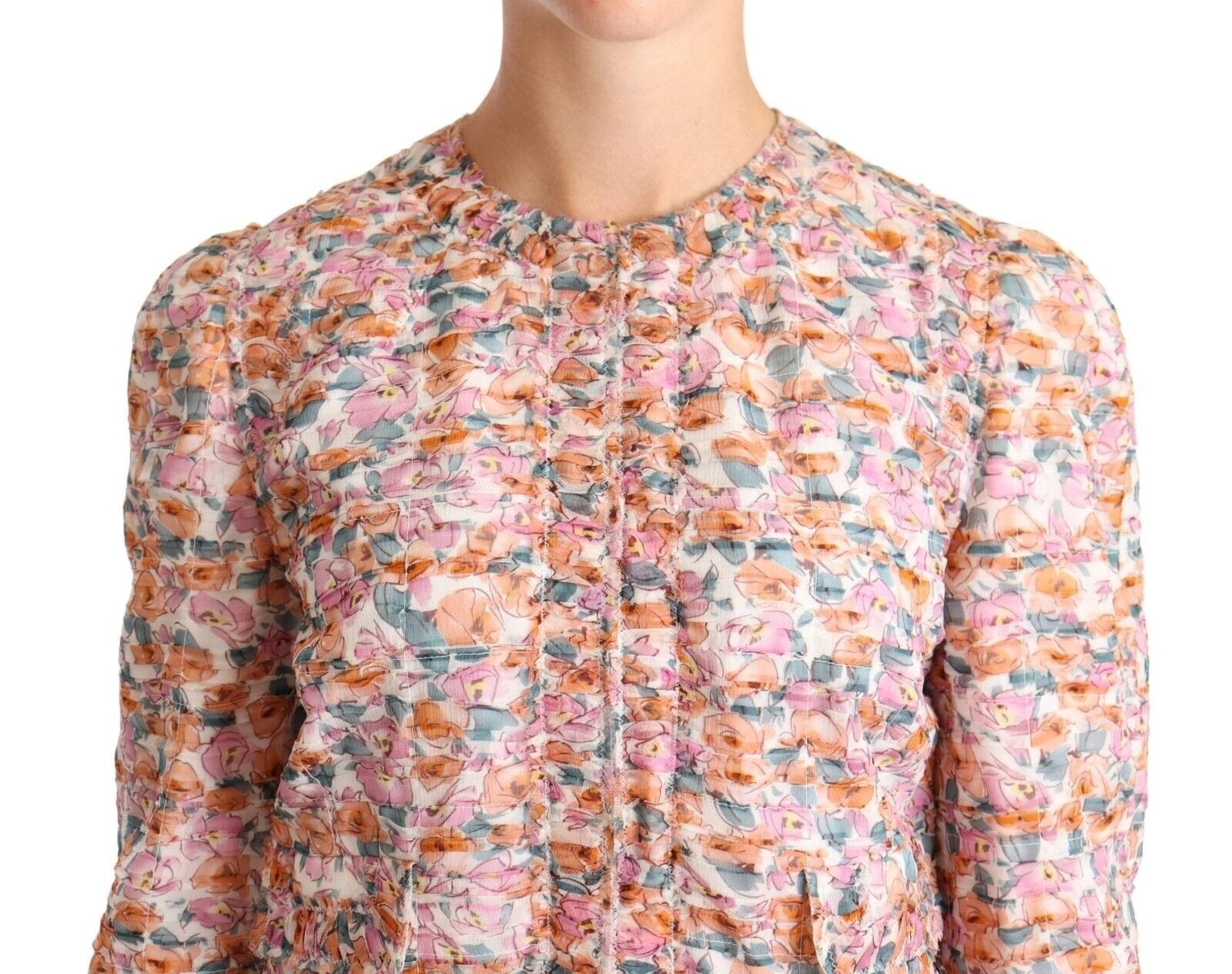 Dolce & Gabbana Multicolor Floral Print Silk Trench Coat Jacket by Dolce & Gabbana