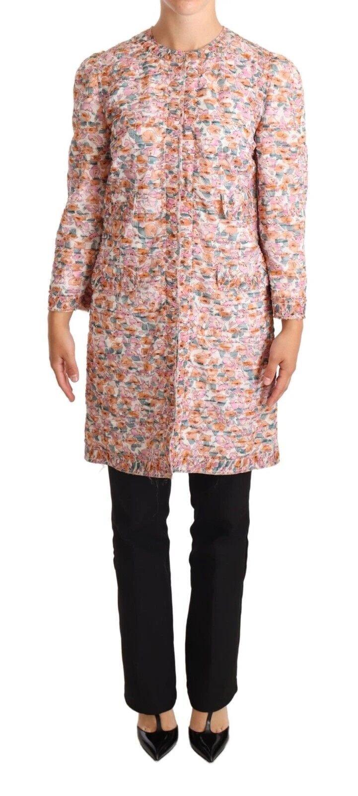 Dolce & Gabbana Multicolor Floral Print Silk Trench Coat Jacket by Dolce & Gabbana