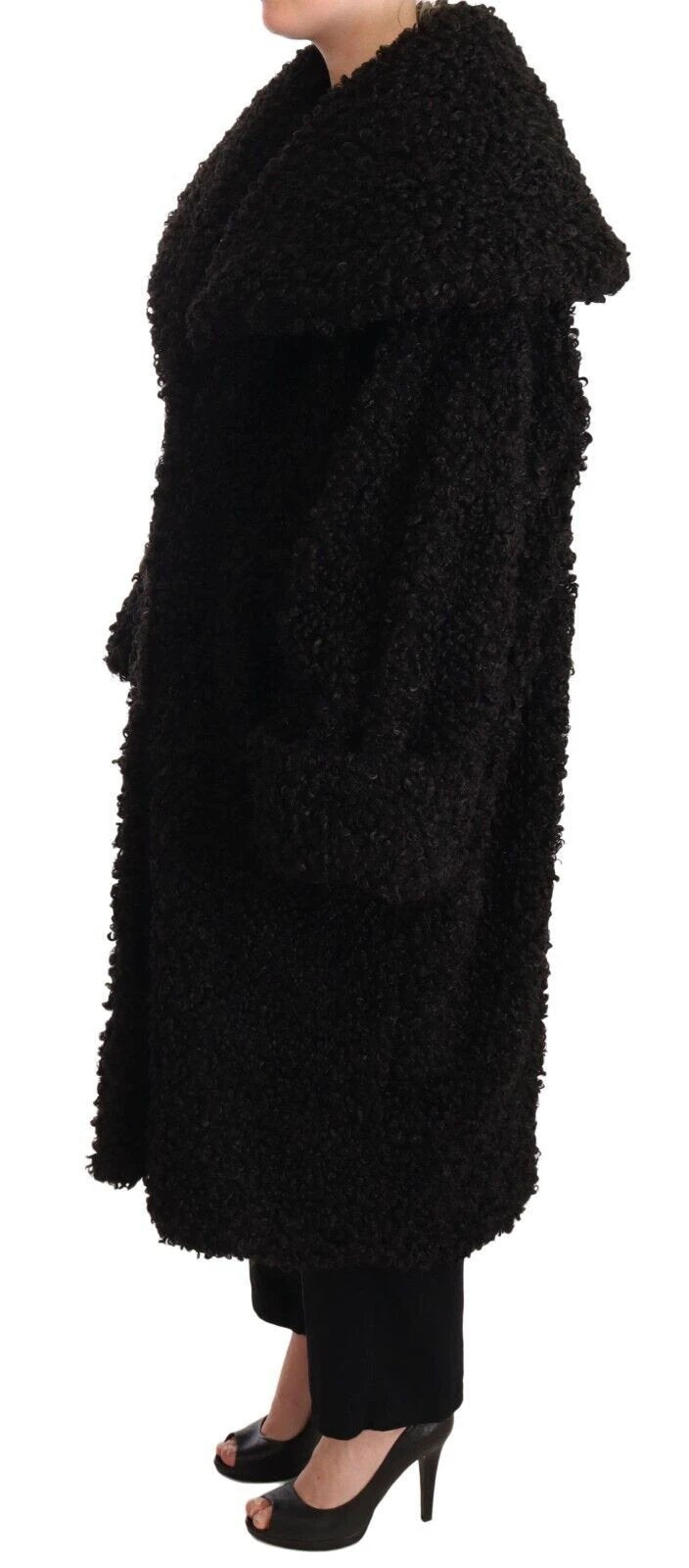 Dolce & Gabbana Black Polyester Fur Trench Coat Jacket by Dolce & Gabbana