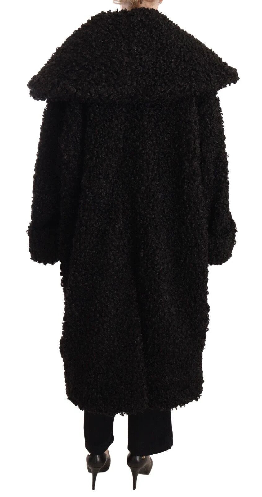 Dolce & Gabbana Black Polyester Fur Trench Coat Jacket by Dolce & Gabbana