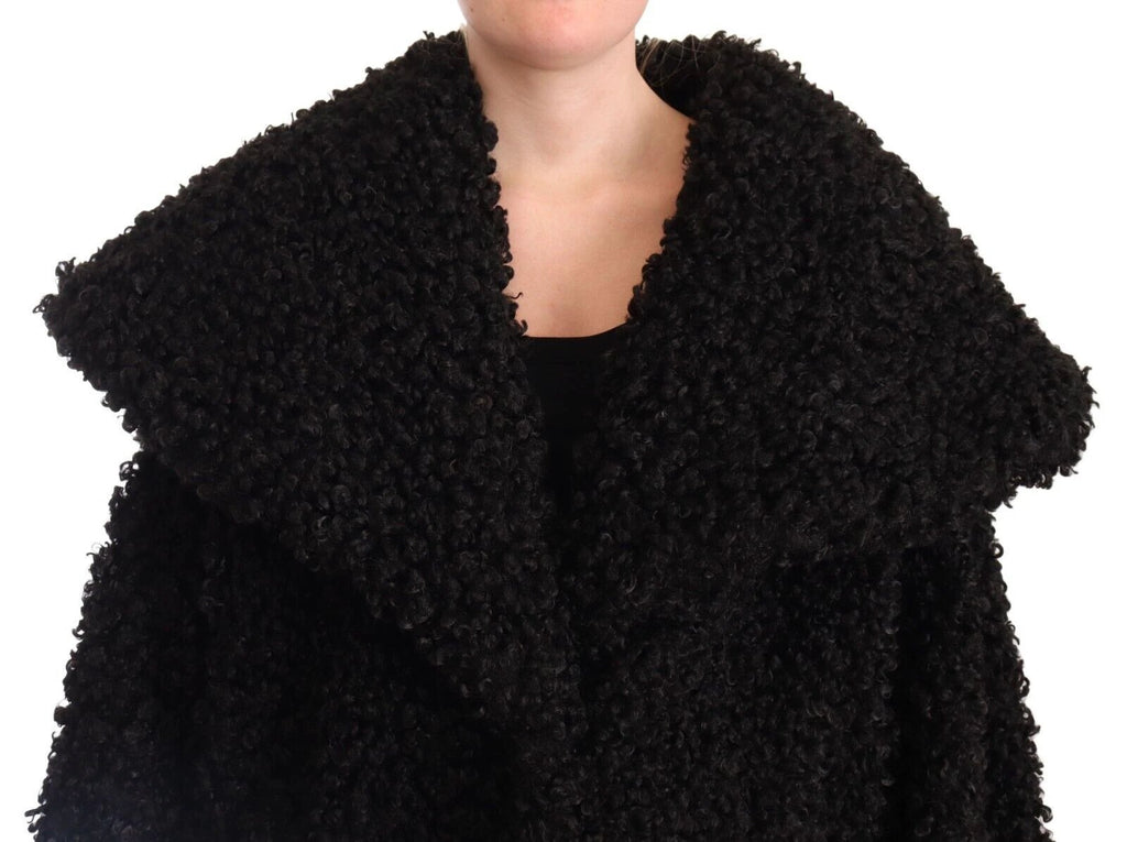 Dolce & Gabbana Black Polyester Fur Trench Coat Jacket by Dolce & Gabbana