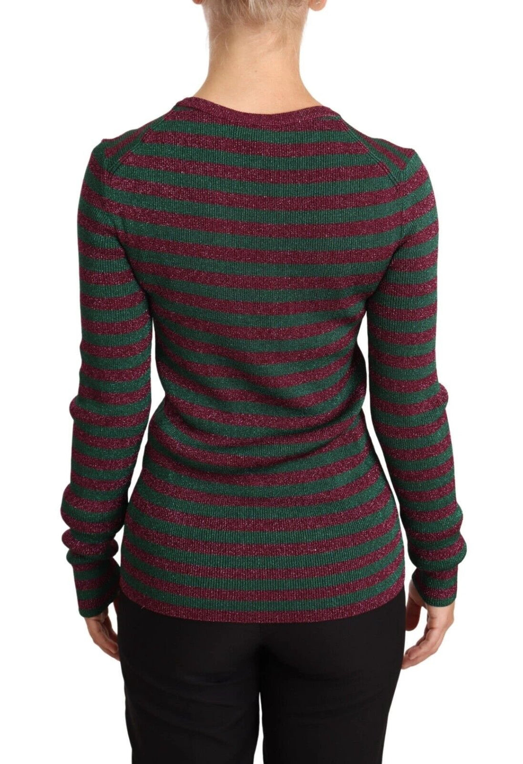 Dolce & Gabbana Multicolor Striped Crew Neck Pullover Sweater by Dolce & Gabbana