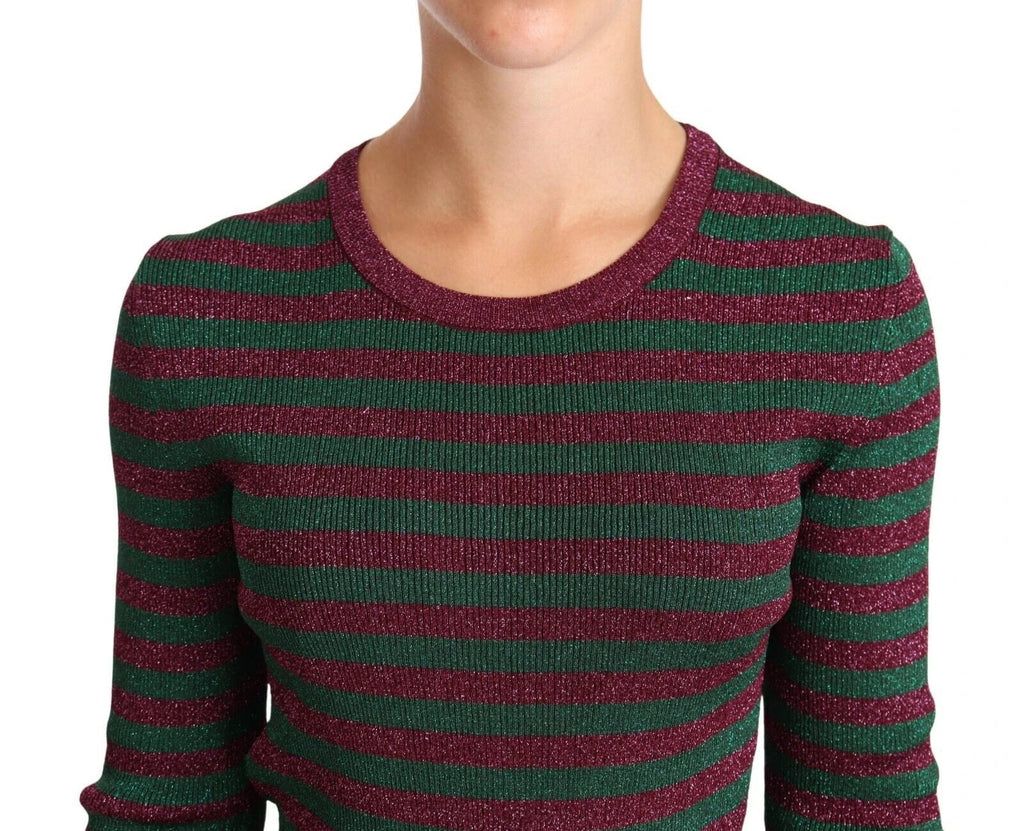 Dolce & Gabbana Multicolor Striped Crew Neck Pullover Sweater by Dolce & Gabbana