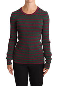 Dolce & Gabbana Multicolor Striped Crew Neck Pullover Sweater by Dolce & Gabbana