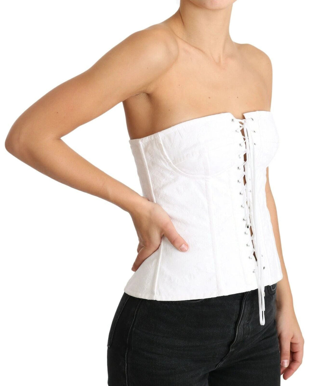 Dolce & Gabbana White PALERMO Bustier Cotton Top Corset by Dolce & Gabbana