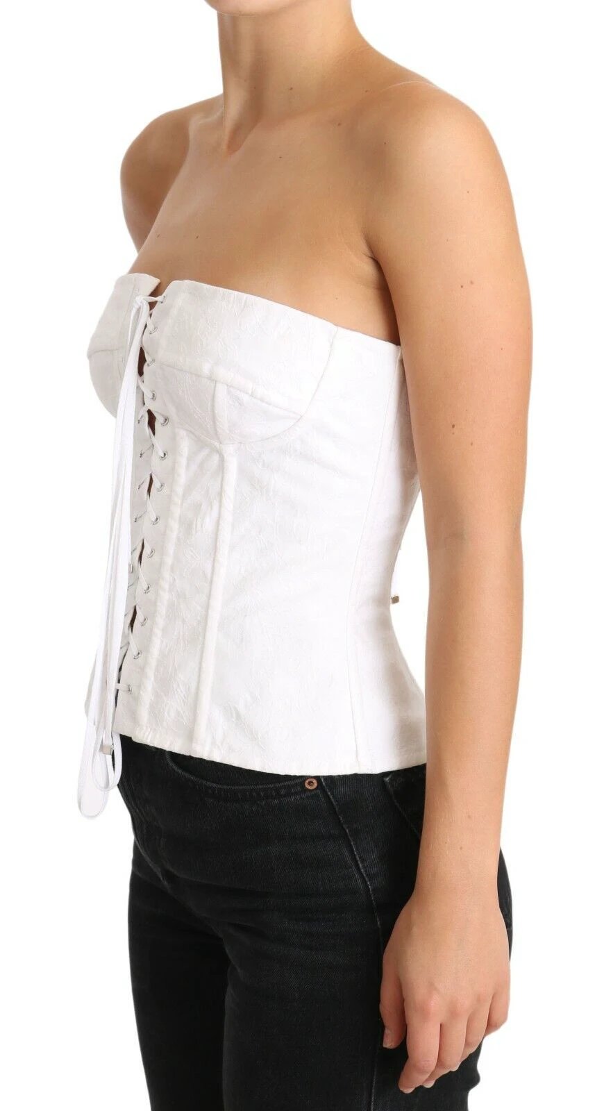 Dolce & Gabbana White PALERMO Bustier Cotton Top Corset by Dolce & Gabbana