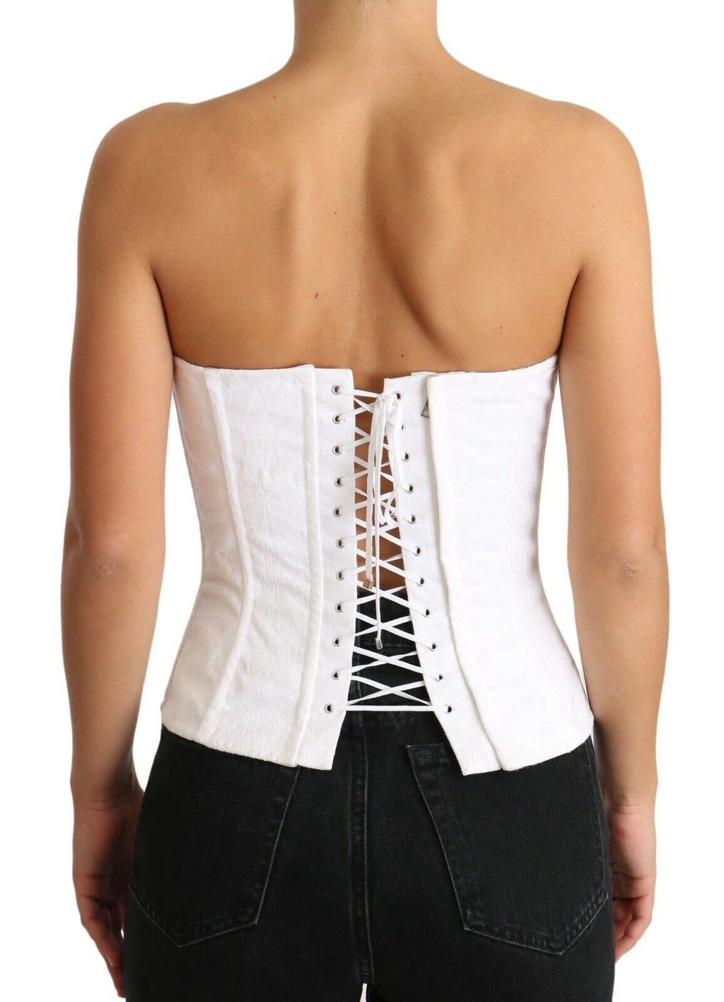 Dolce & Gabbana White PALERMO Bustier Cotton Top Corset by Dolce & Gabbana