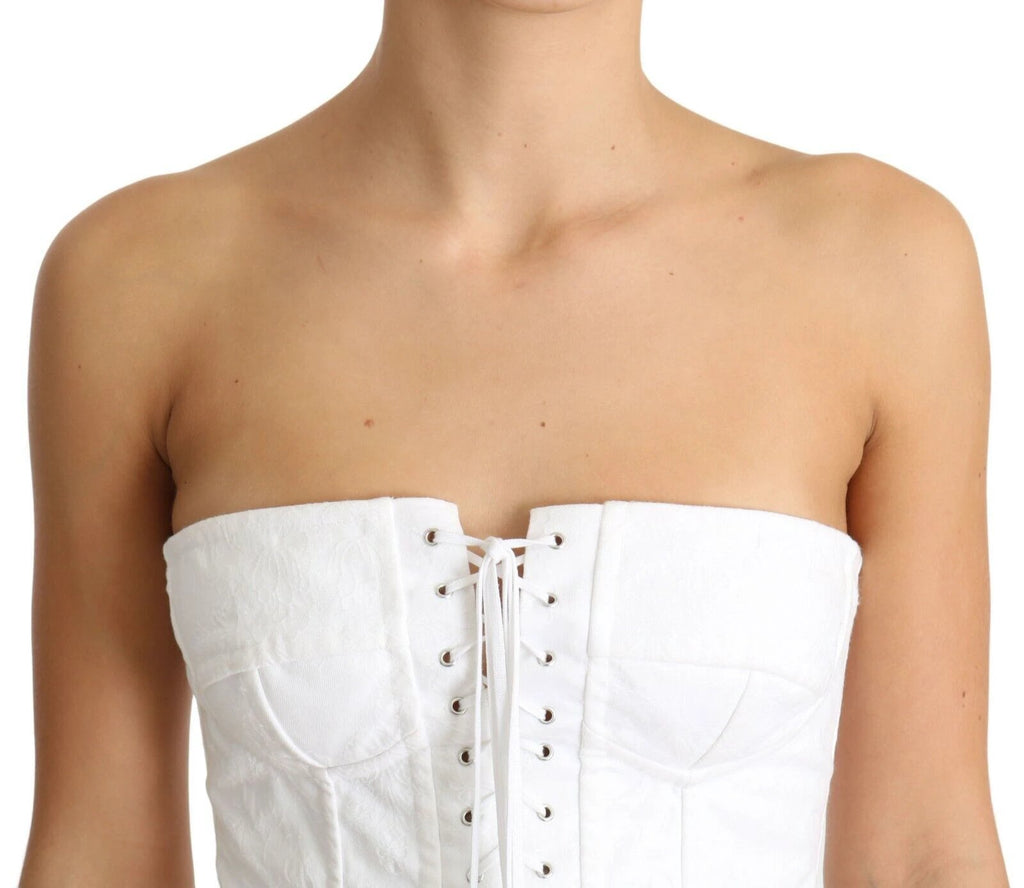 Dolce & Gabbana White PALERMO Bustier Cotton Top Corset by Dolce & Gabbana