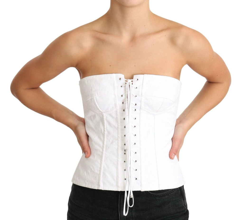 Dolce & Gabbana White PALERMO Bustier Cotton Top Corset by Dolce & Gabbana