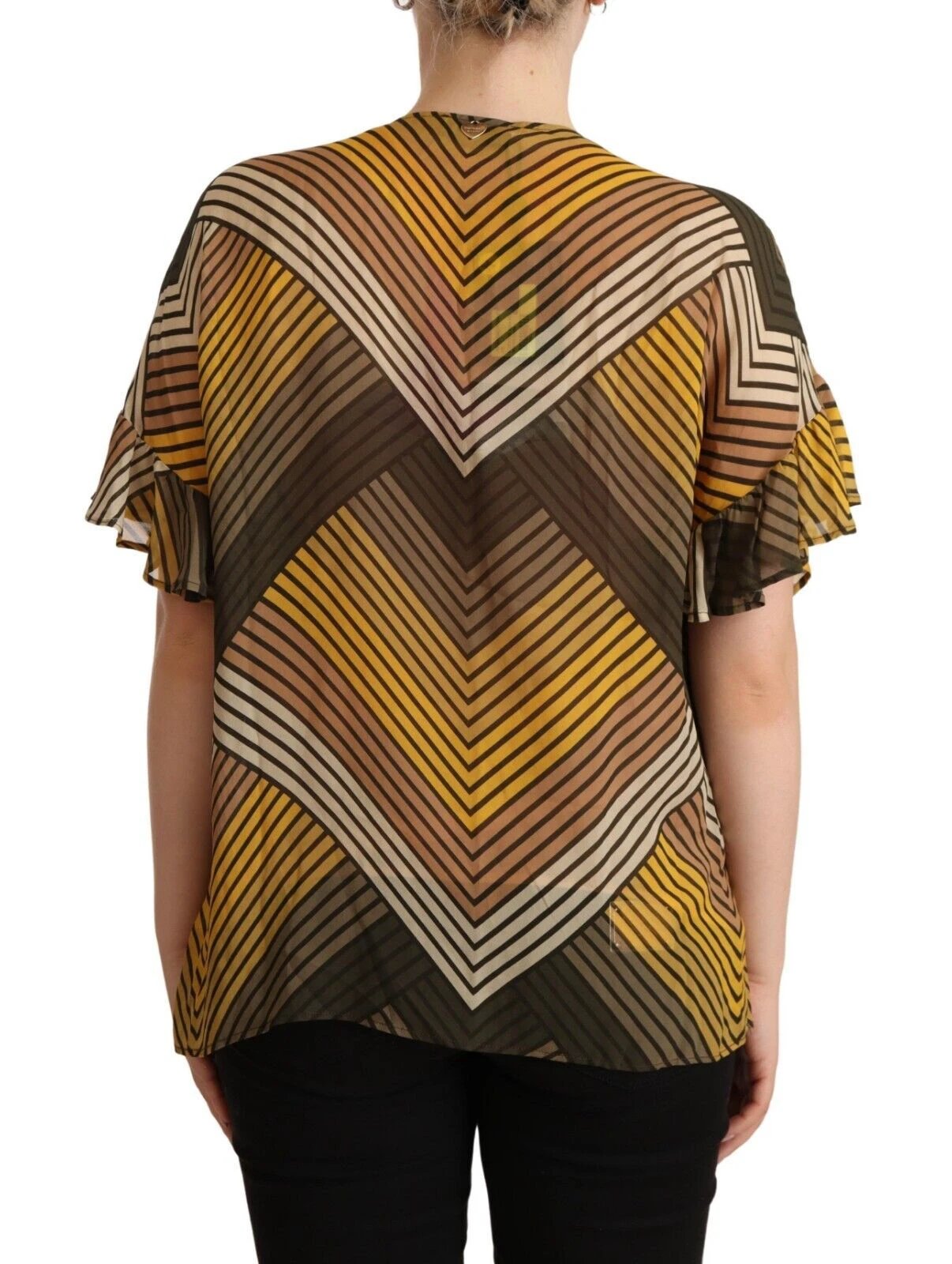 Twinset Multicolor Stripes Short Sleeves Round Neck Top Blouse by Twinset