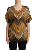 Twinset Multicolor Stripes Short Sleeves Round Neck Top Blouse by Twinset