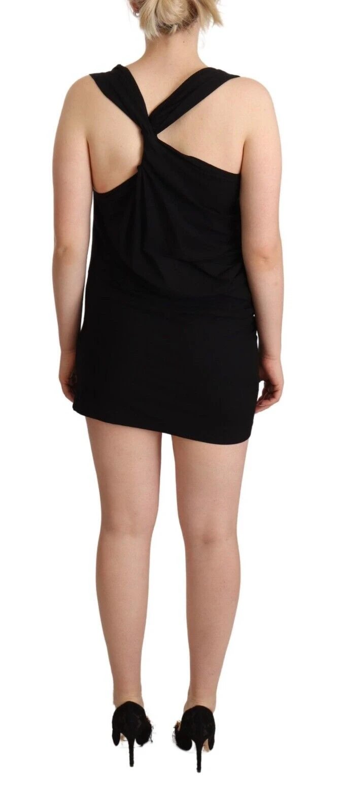 Roberto Cavalli Black Sleeveless Cotton Sheath Mini Dress by Roberto Cavalli
