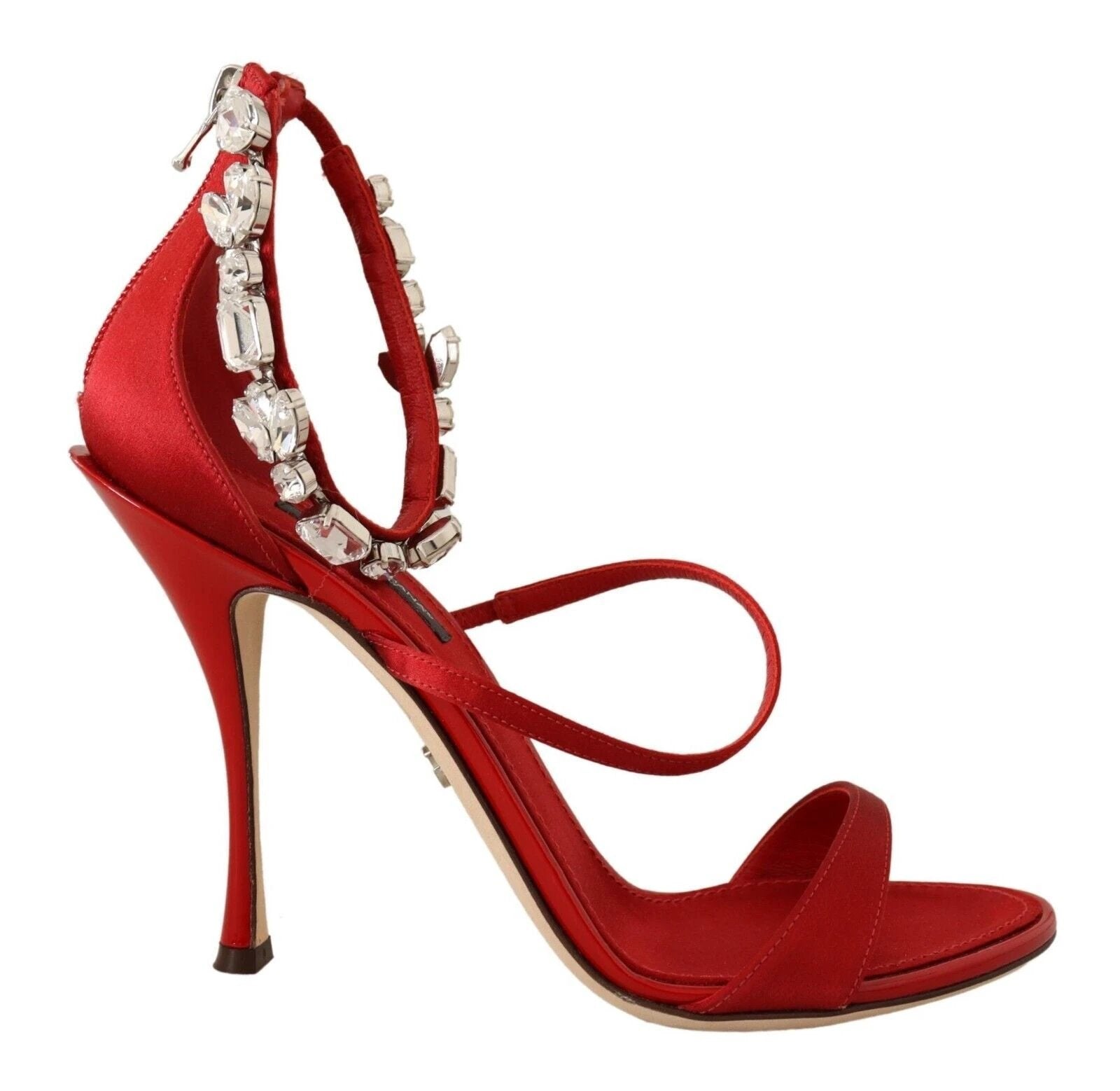Dolce & Gabbana Red Satin Crystals Sandals Keira Heels Shoes by Dolce & Gabbana