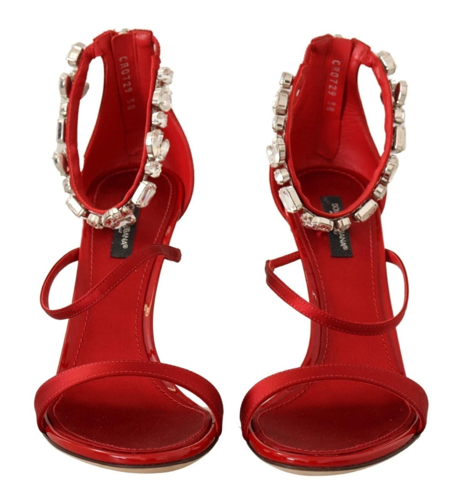 Dolce & Gabbana Red Satin Crystals Sandals Keira Heels Shoes by Dolce & Gabbana