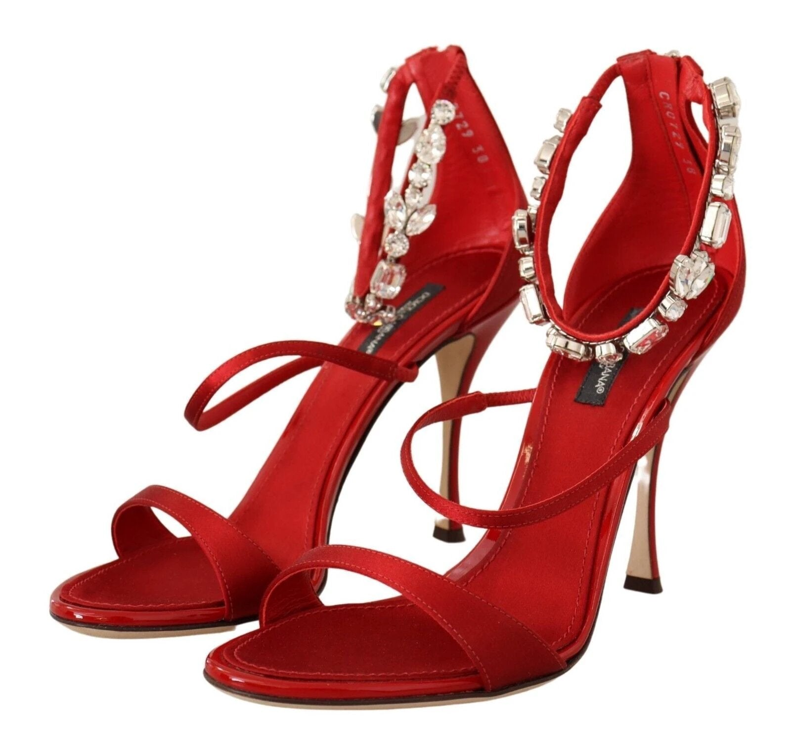 Dolce & Gabbana Red Satin Crystals Sandals Keira Heels Shoes by Dolce & Gabbana