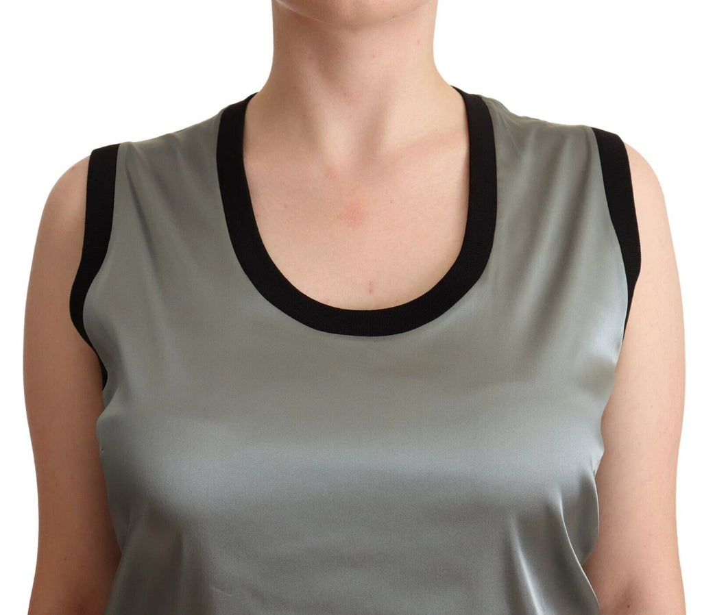 Dolce & Gabbana Silver Round Neck Sleeveless Casual Tank Top by Dolce & Gabbana