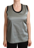 Dolce & Gabbana Silver Round Neck Sleeveless Casual Tank Top by Dolce & Gabbana
