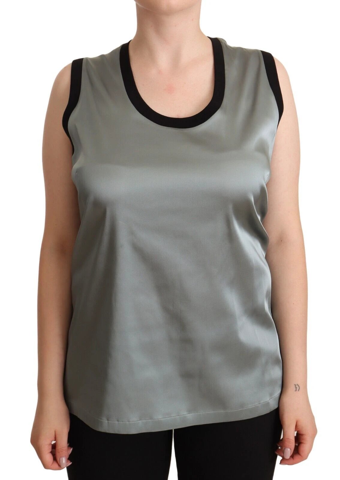 Dolce & Gabbana Silver Round Neck Sleeveless Casual Tank Top by Dolce & Gabbana