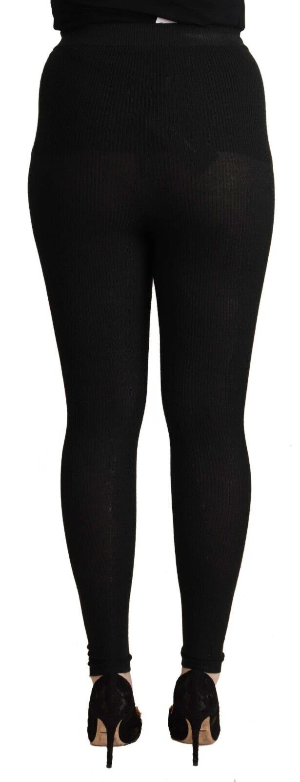Dolce & Gabbana Black Cashmere Stretch Waist Tights Pants by Dolce & Gabbana