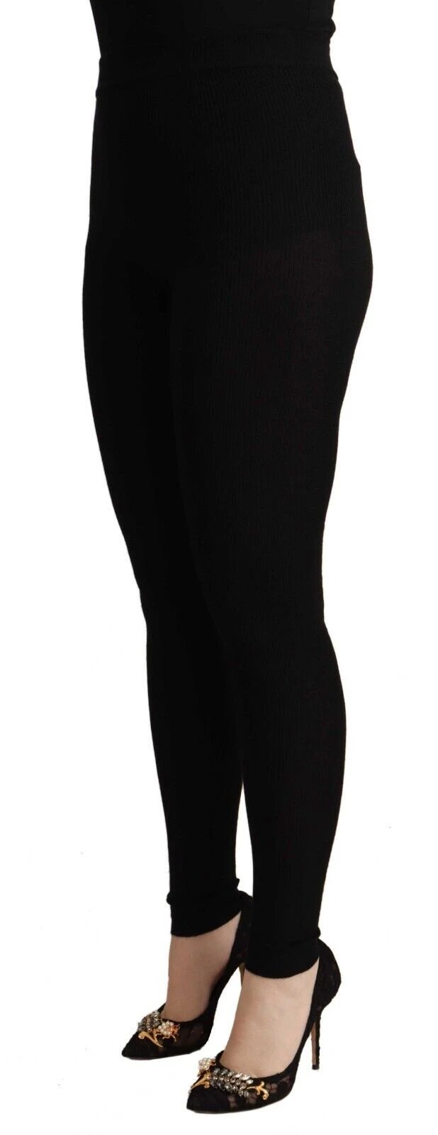 Dolce & Gabbana Black Cashmere Stretch Waist Tights Pants by Dolce & Gabbana