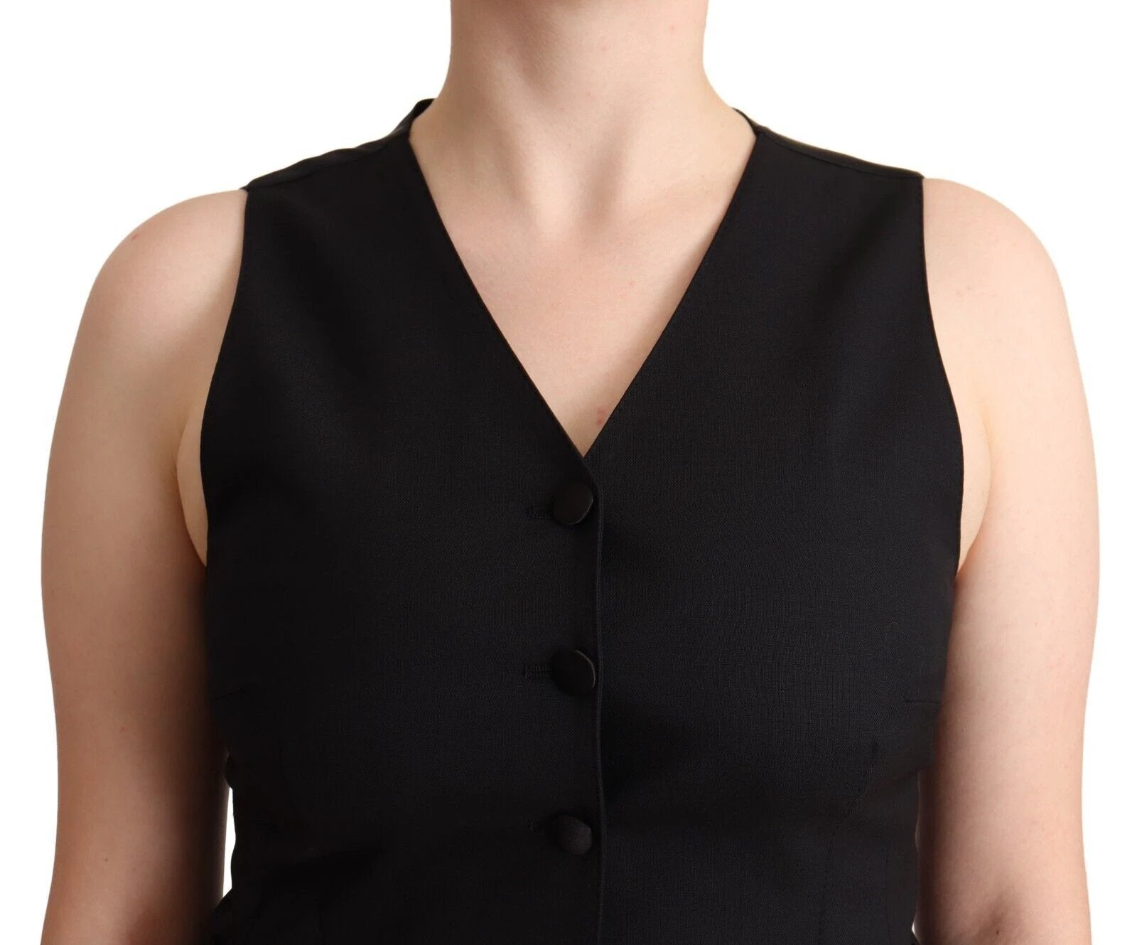 Dolce & Gabbana Black Button Down Sleeveless Viscose Vest Top by Dolce & Gabbana