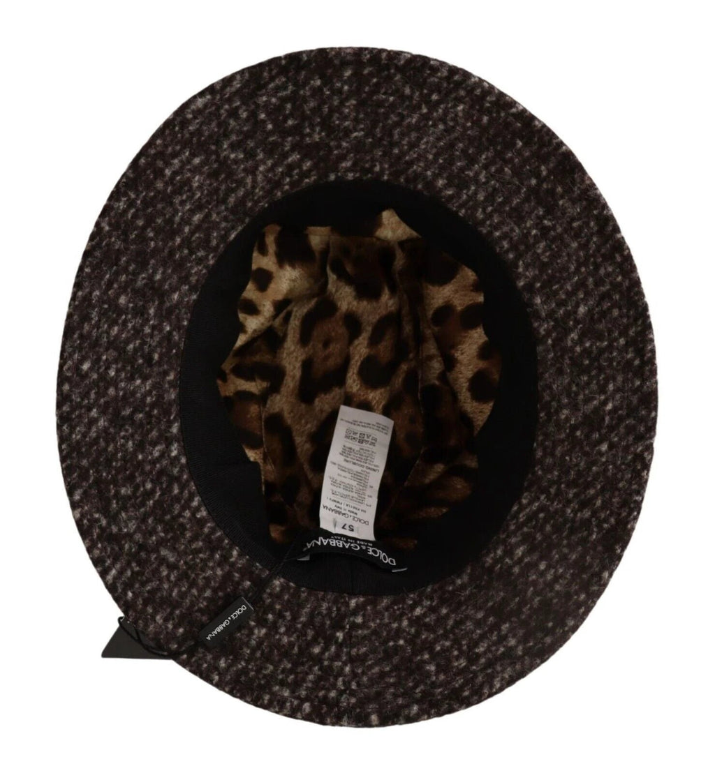 Dolce & Gabbana Gray Melange Blended Textured Tweed Hat by Dolce & Gabbana