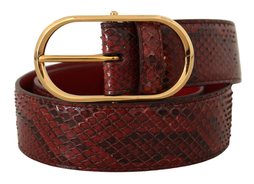 Dolce & Gabbana Red Exotic Leather Gold Oval Buckle Belt by Dolce & Gabbana