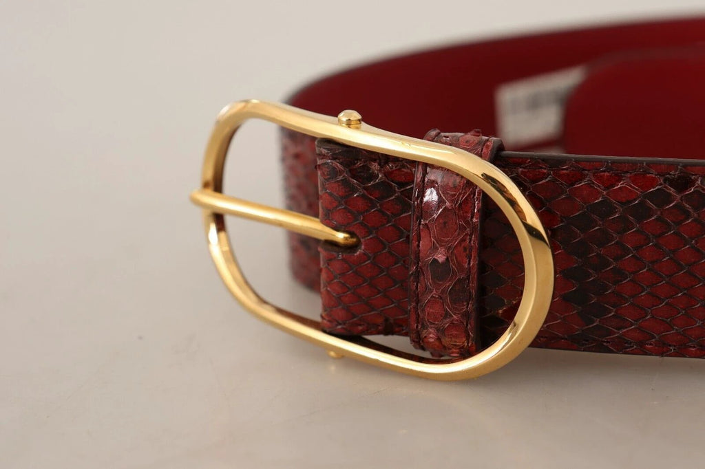 Dolce & Gabbana Red Exotic Leather Gold Oval Buckle Belt by Dolce & Gabbana