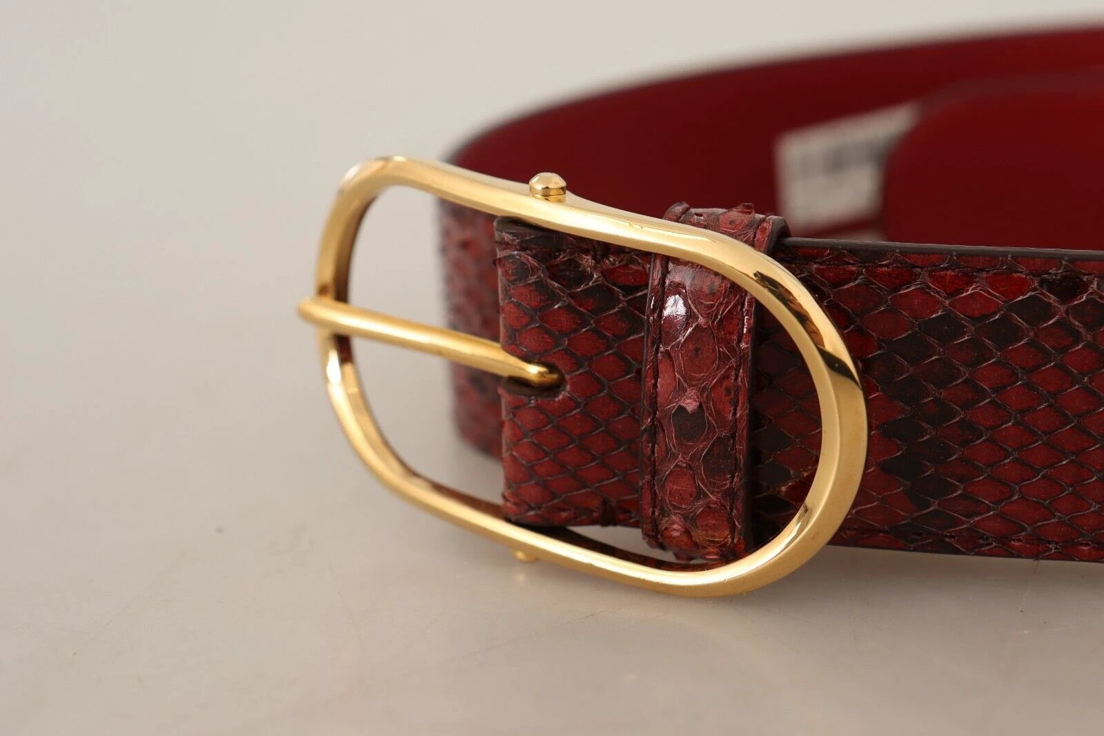 Dolce & Gabbana Red Exotic Leather Gold Oval Buckle Belt by Dolce & Gabbana