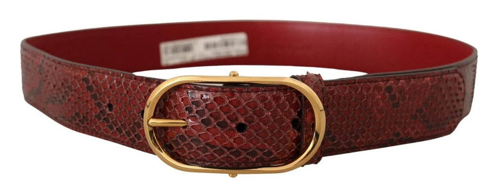 Dolce & Gabbana Red Exotic Leather Gold Oval Buckle Belt by Dolce & Gabbana