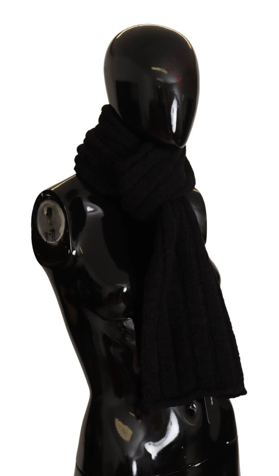Dolce & Gabbana Black Virgin Wool Knitted Unisex Warmer Shawl Scarf by Dolce & Gabbana