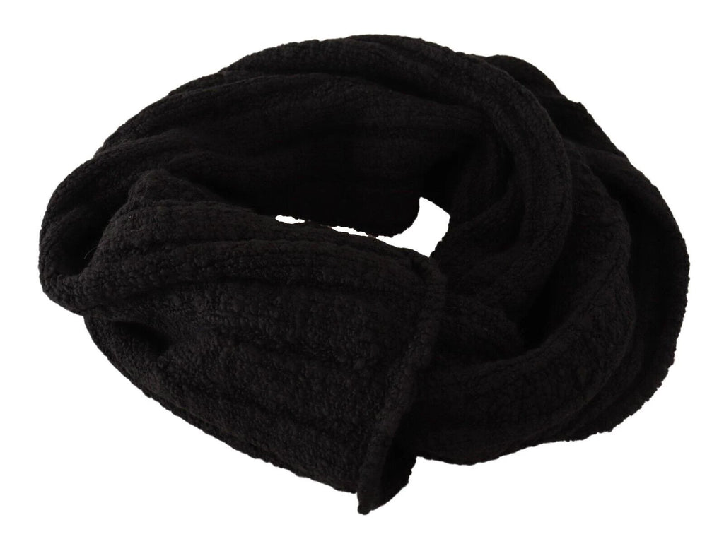 Dolce & Gabbana Black Virgin Wool Knitted Unisex Warmer Shawl Scarf by Dolce & Gabbana