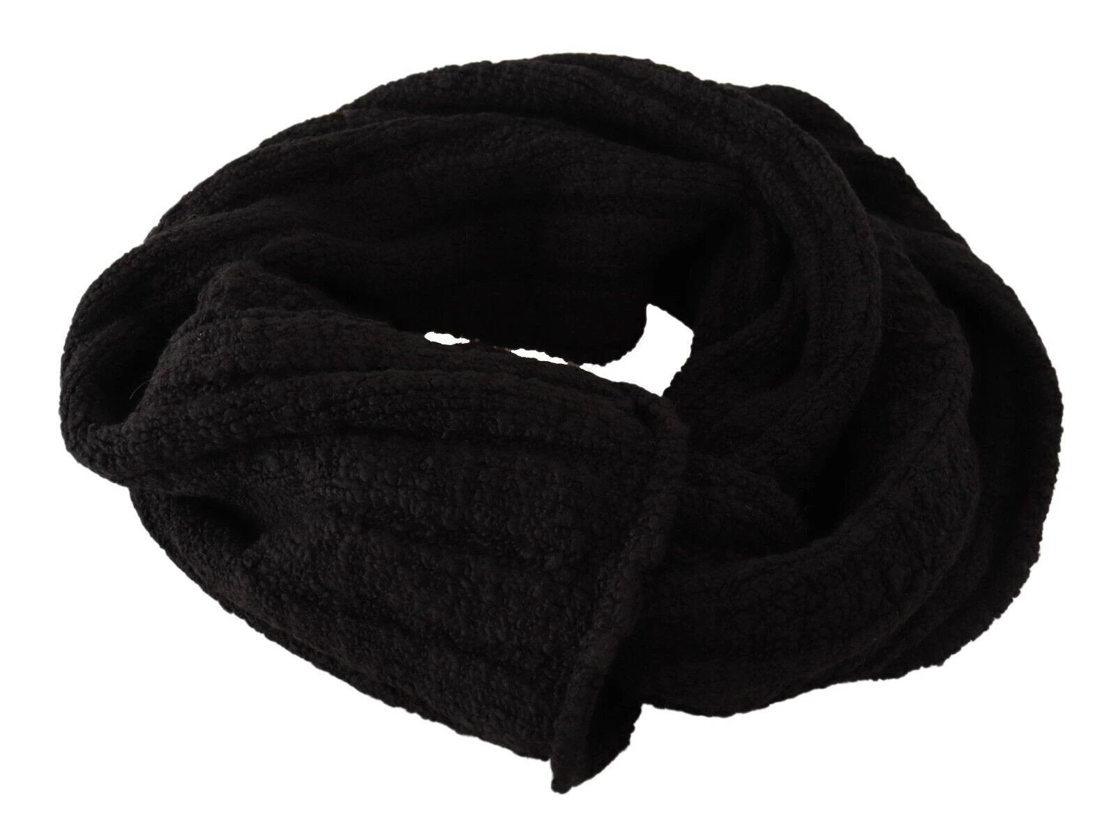 Dolce & Gabbana Black Virgin Wool Knitted Unisex Warmer Shawl Scarf by Dolce & Gabbana