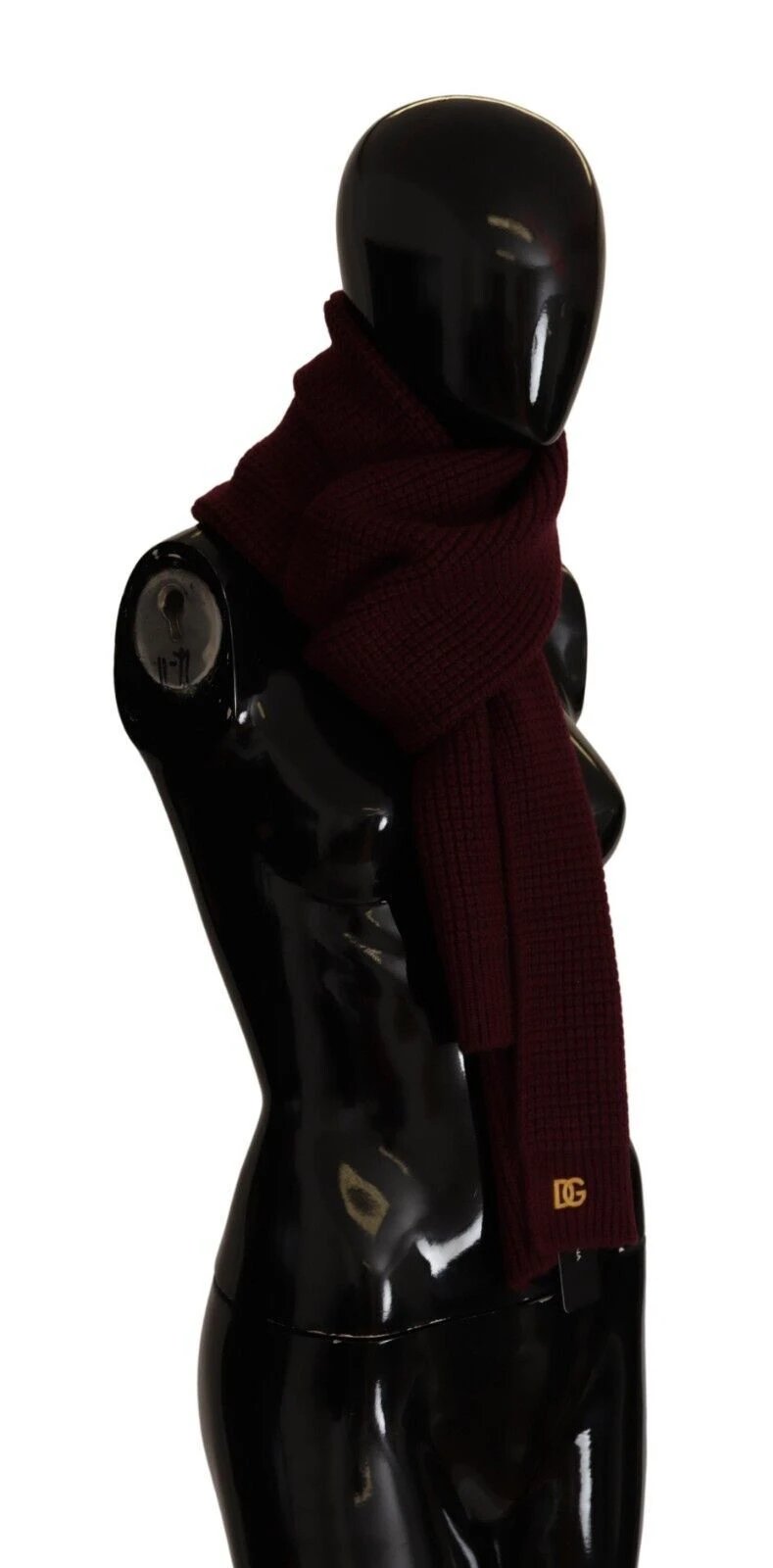 Dolce & Gabbana Dark Red Cashmere Logo Wrap Shawl Knitted Scarf by Dolce & Gabbana
