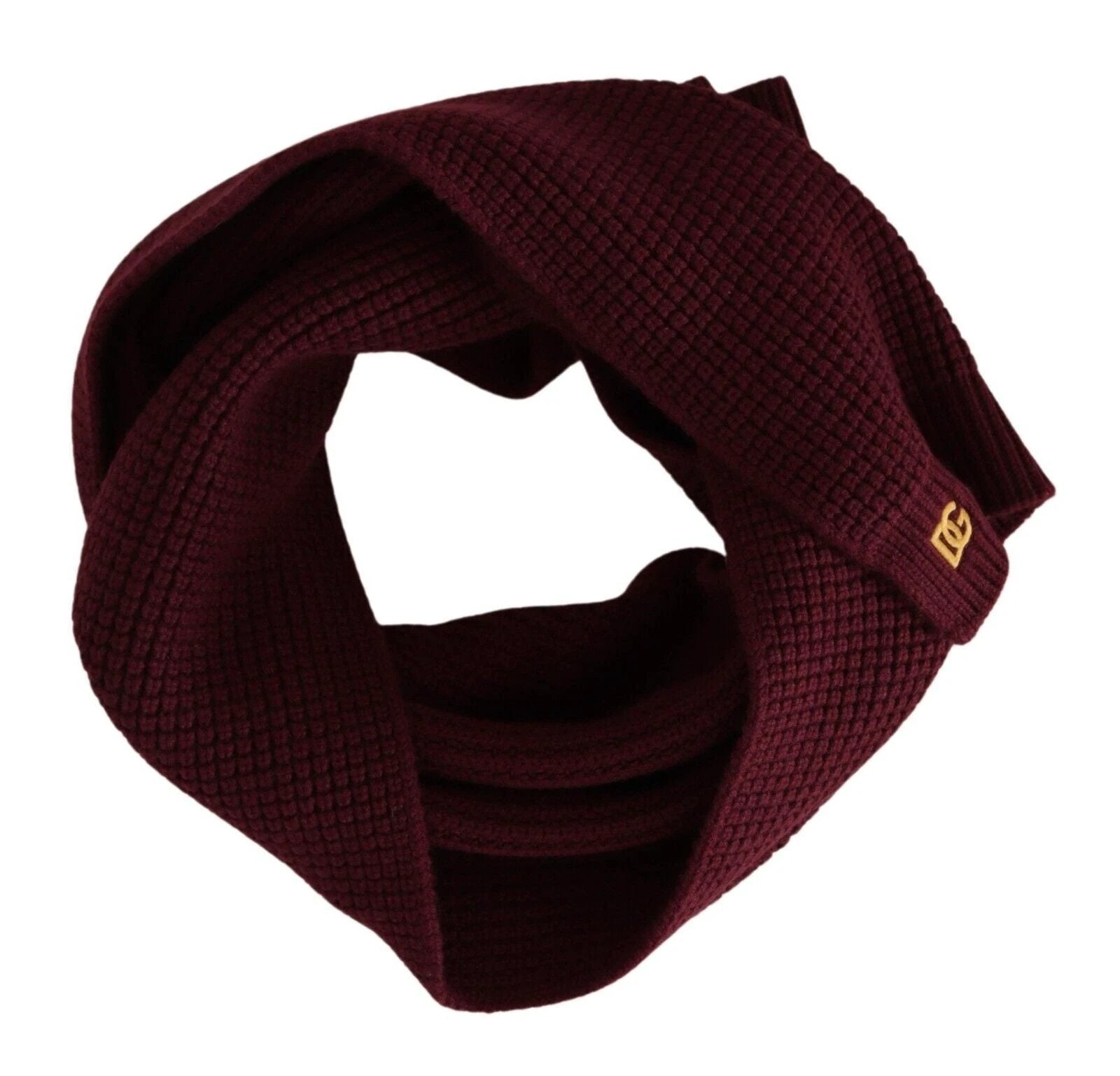 Dolce & Gabbana Dark Red Cashmere Logo Wrap Shawl Knitted Scarf by Dolce & Gabbana