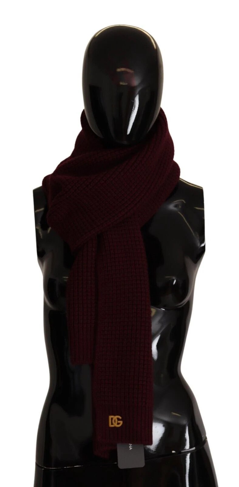 Dolce & Gabbana Dark Red Cashmere Logo Wrap Shawl Knitted Scarf by Dolce & Gabbana