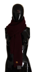 Dolce & Gabbana Dark Red Cashmere Logo Wrap Shawl Knitted Scarf by Dolce & Gabbana