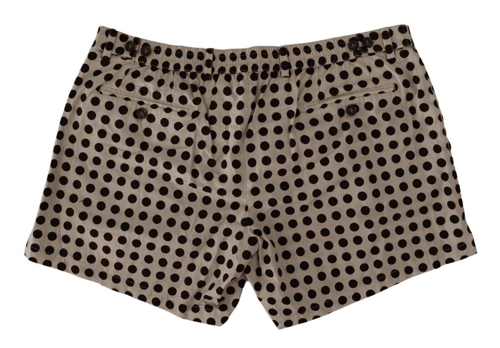 Dolce & Gabbana Black White Polka Dots Cotton Linen Shorts by Dolce & Gabbana