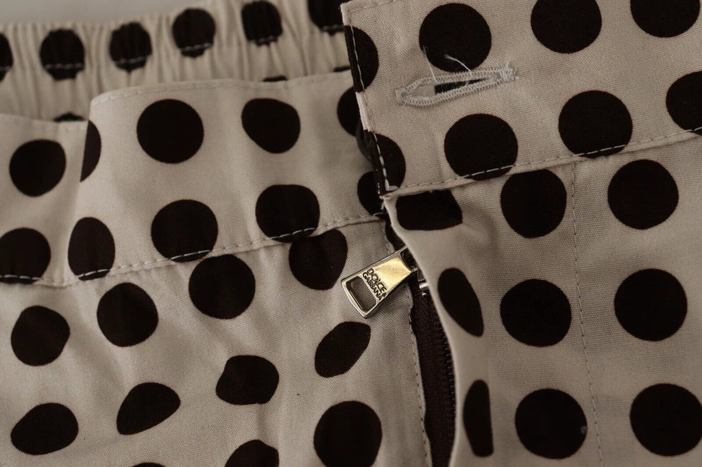 Dolce & Gabbana Black White Polka Dots Cotton Linen Shorts by Dolce & Gabbana