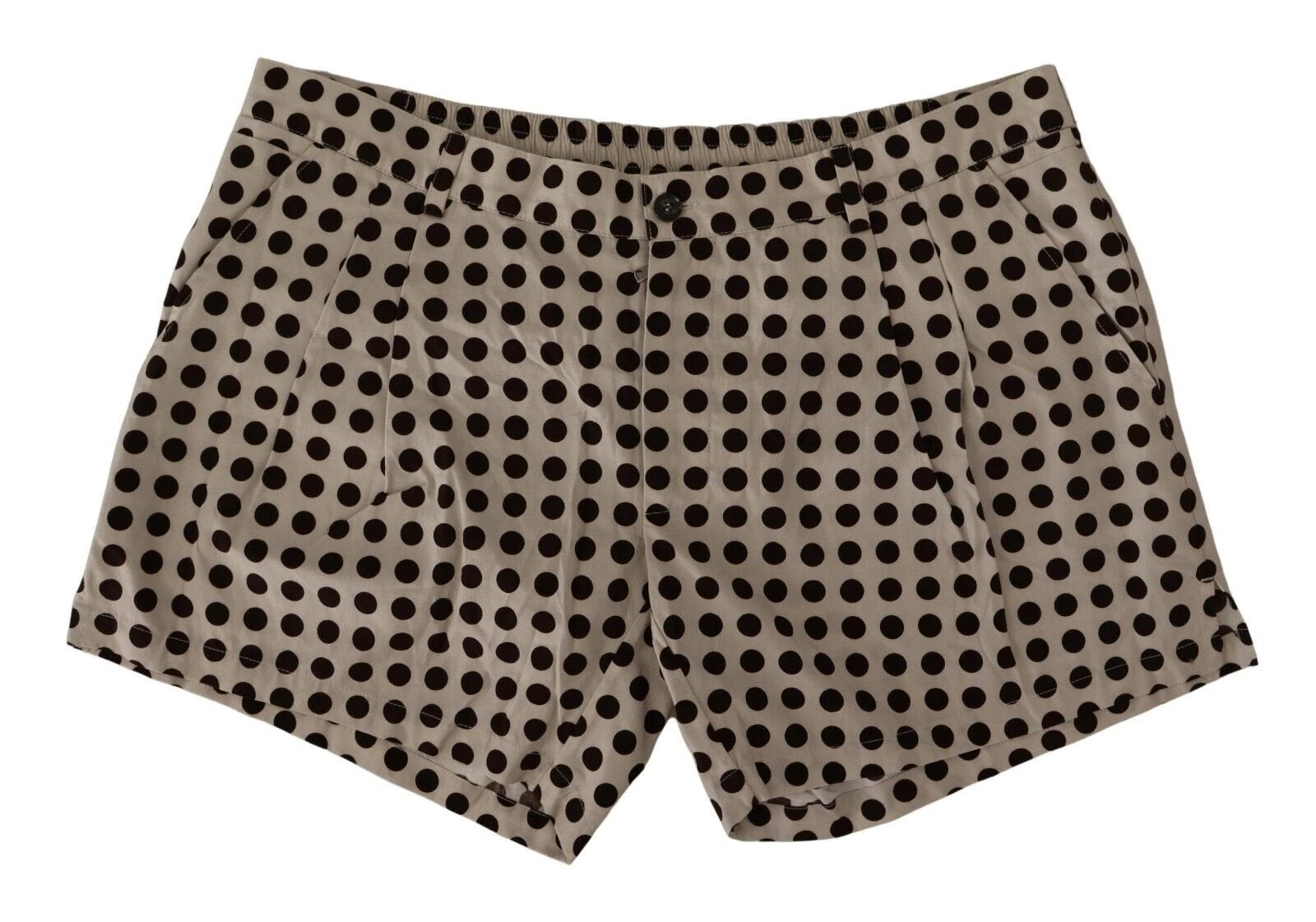 Dolce & Gabbana Black White Polka Dots Cotton Linen Shorts by Dolce & Gabbana