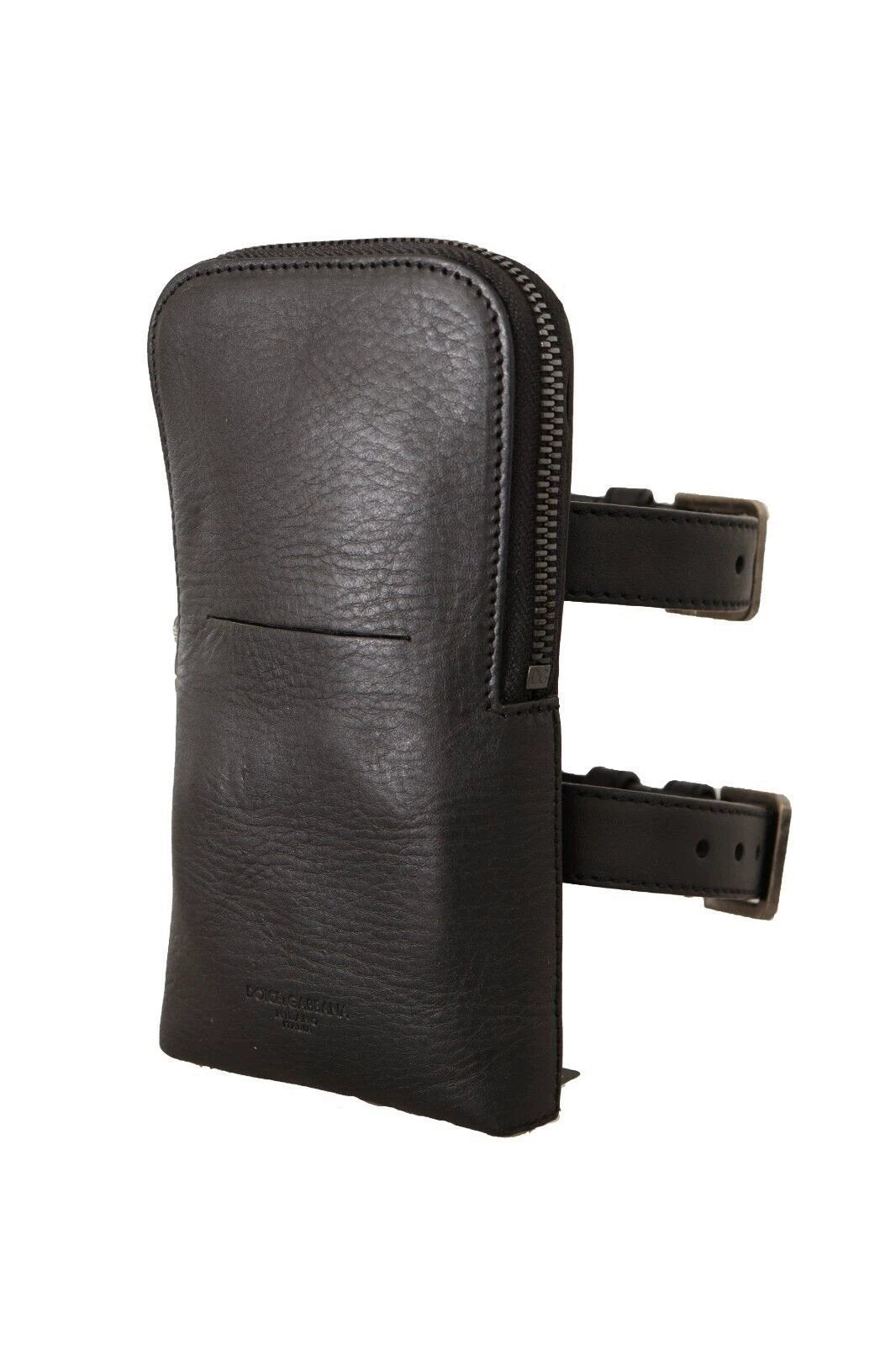 Dolce & Gabbana Black Leather Purse Double Belt Strap Multi Kit Wallet by Dolce & Gabbana