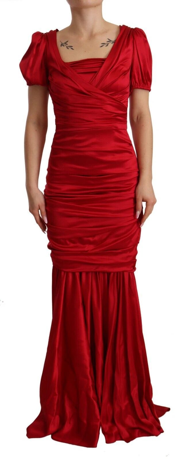 Dolce & Gabbana Red Silk Stretch Sheath Mermaid Gown Dress by Dolce & Gabbana