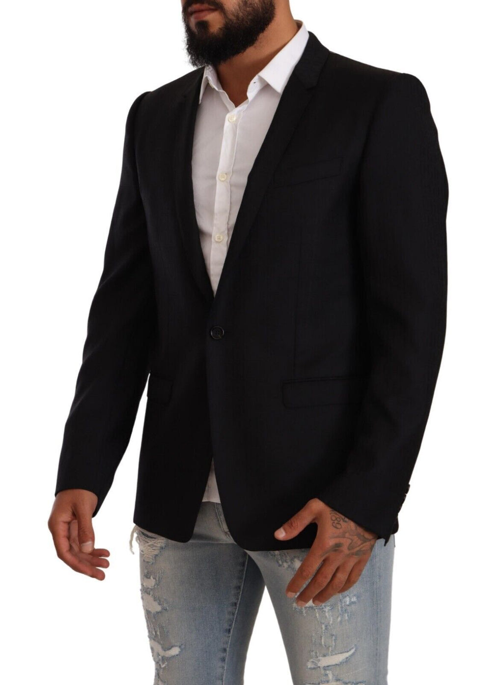 Dolce & Gabbana Black Wool Single Breasted Suit GOLD Jacket by Dolce & Gabbana
